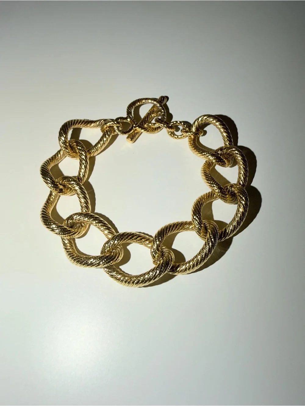 Vintage Gold-Tone Textured Chunky Link Bracelet